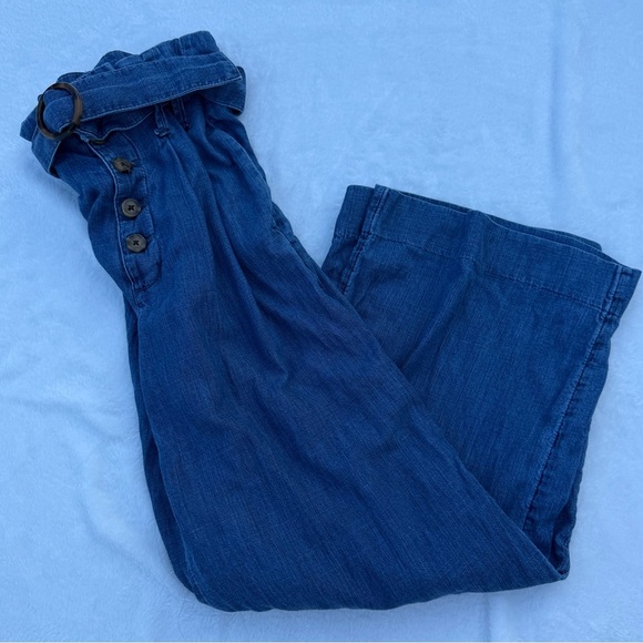 Abercrombie & Fitch Women's Wide-Leg Chambray Pants Size XS – Paperbag Waist - Picture 13 of 13